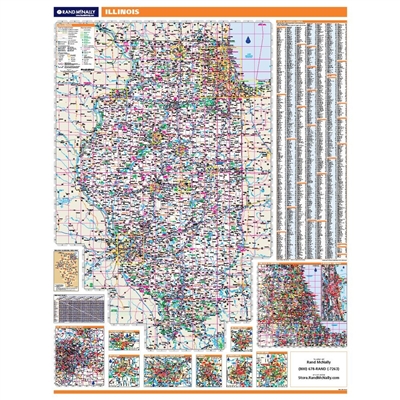 Illinois Laminated State Wall Map