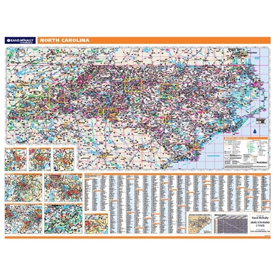  North Carolina County Map - Laminated (36 W x 18.2