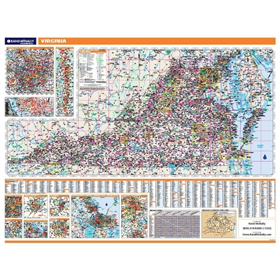 Virginia Laminated State Wall Map   0528861476 2T 