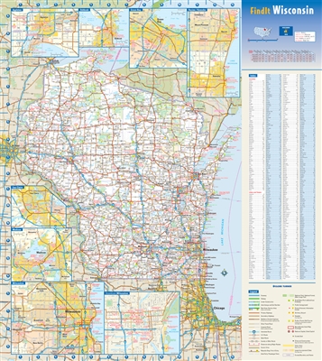 Wisconsin Wall Map by Globe Turner 19x21